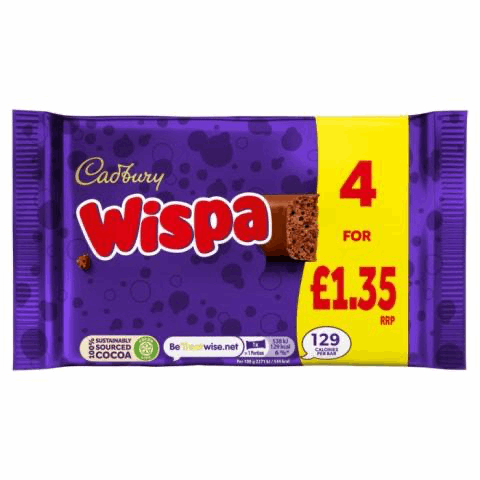 Cadbury Wispa Chocolate Bar 4 Pack Multipack 94.8g (4 x 23.7g)